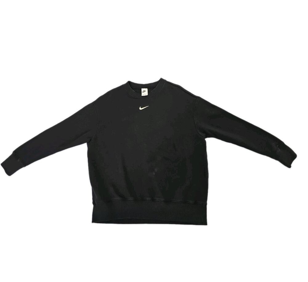 Vintage Nike Center Logo Sweatshirt Black Pullover Mens Medium Fleece Jogging